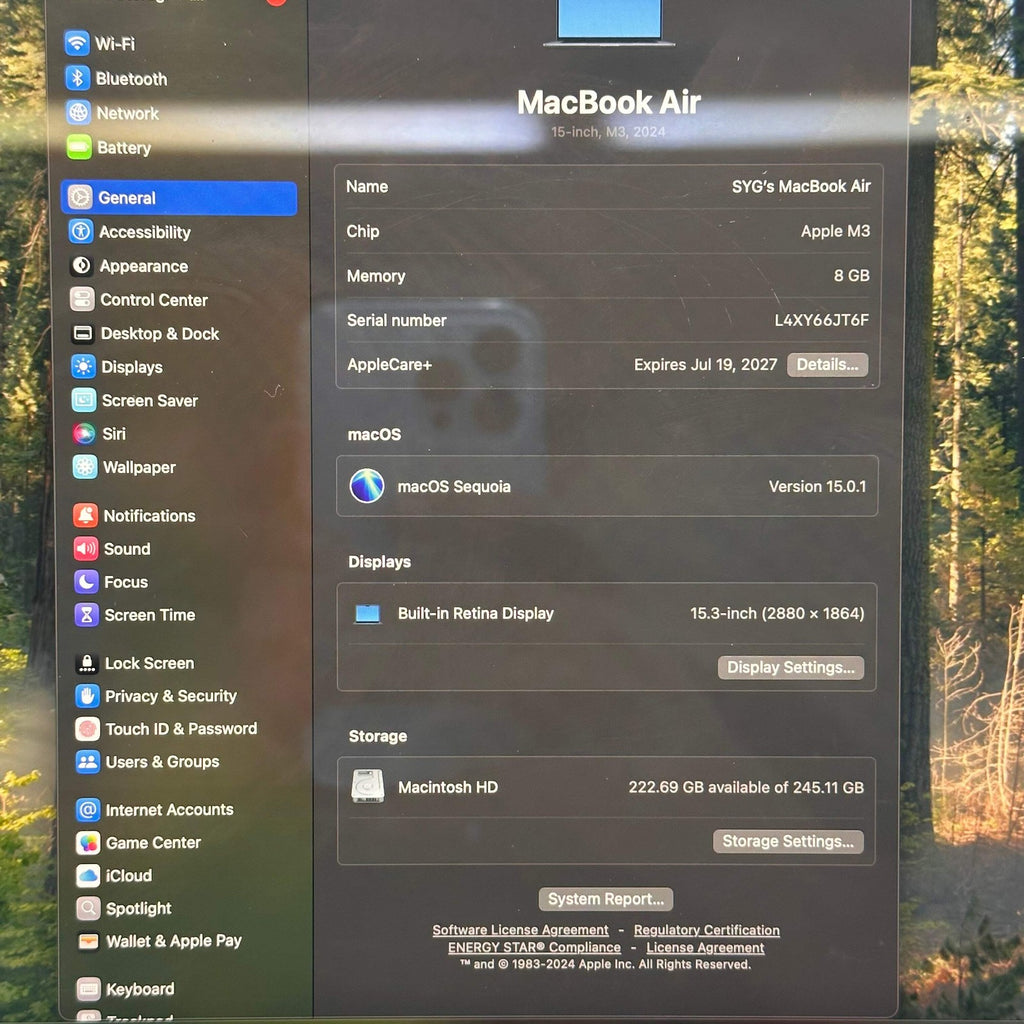 MacBook Air (2024, 15-inch) — M3 · 8GB · 256GB · Blue