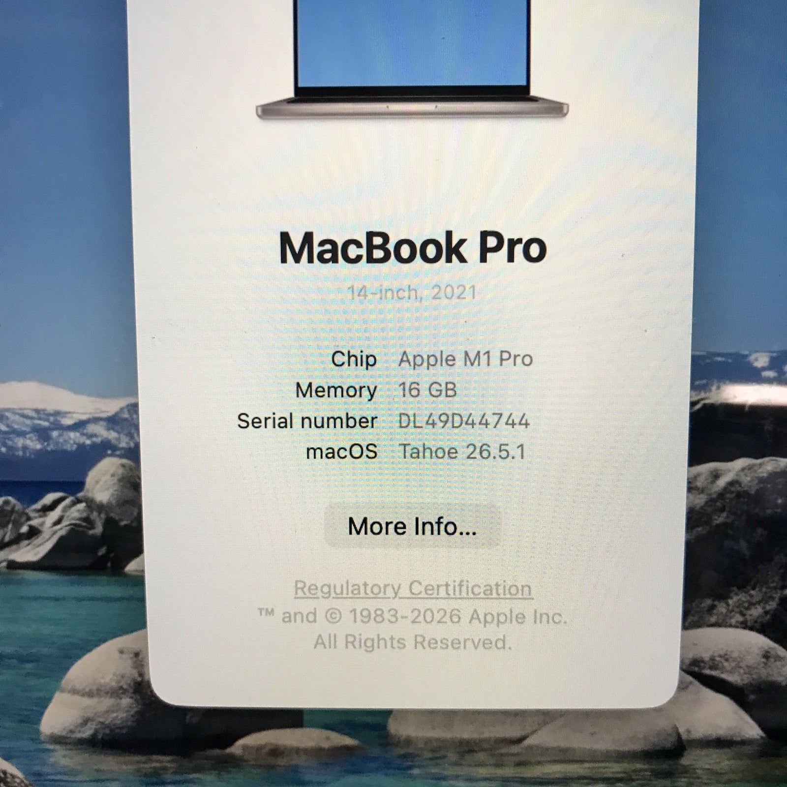 MacBook Pro (2021, 14-inch) — M1 Pro · 16GB · 512GB · Space Gray