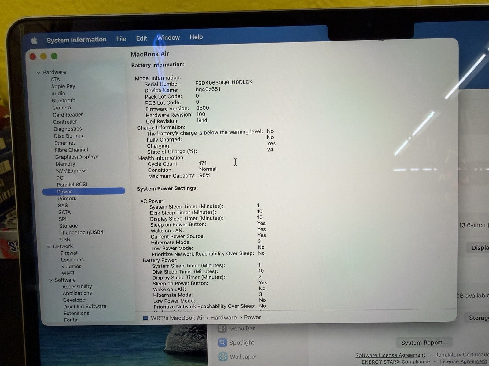 MacBook Air (2024, 13-inch) — M3 · 8GB · 256GB