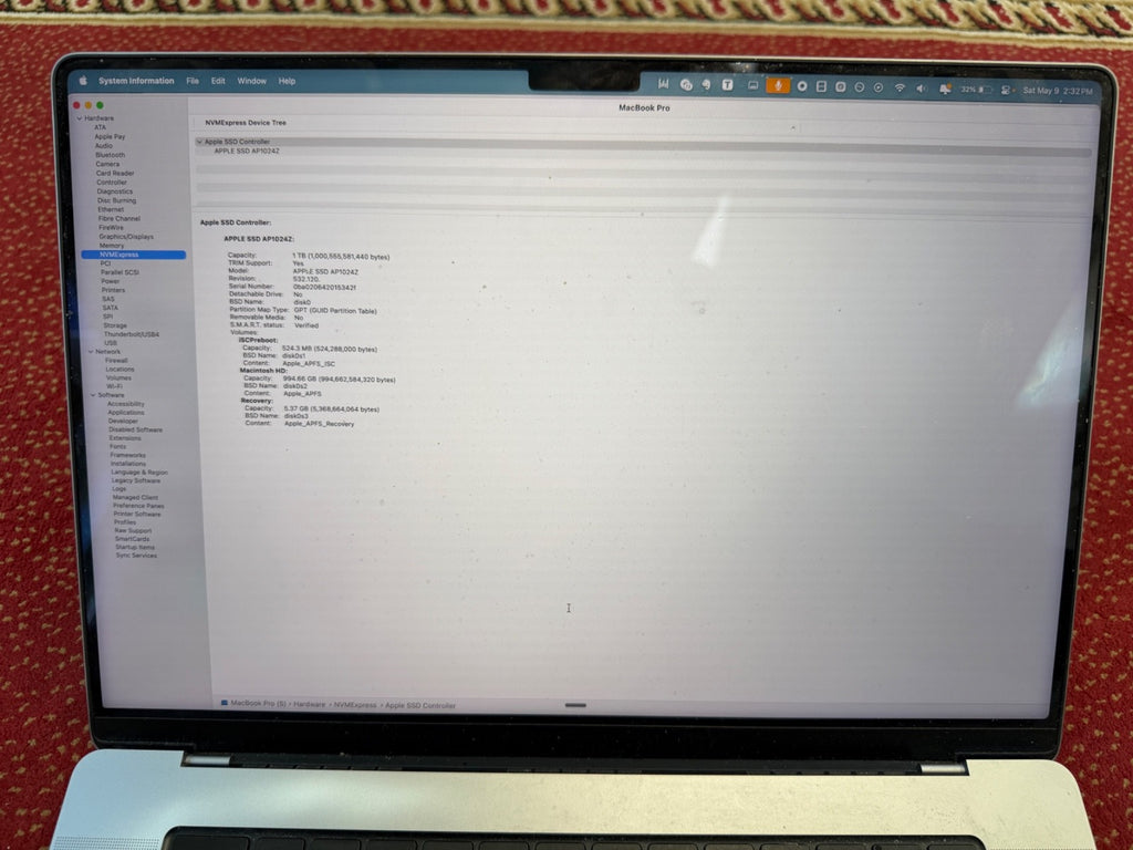 MacBook Pro (2023, 16-inch) — M2 Max · 1TB · Silver