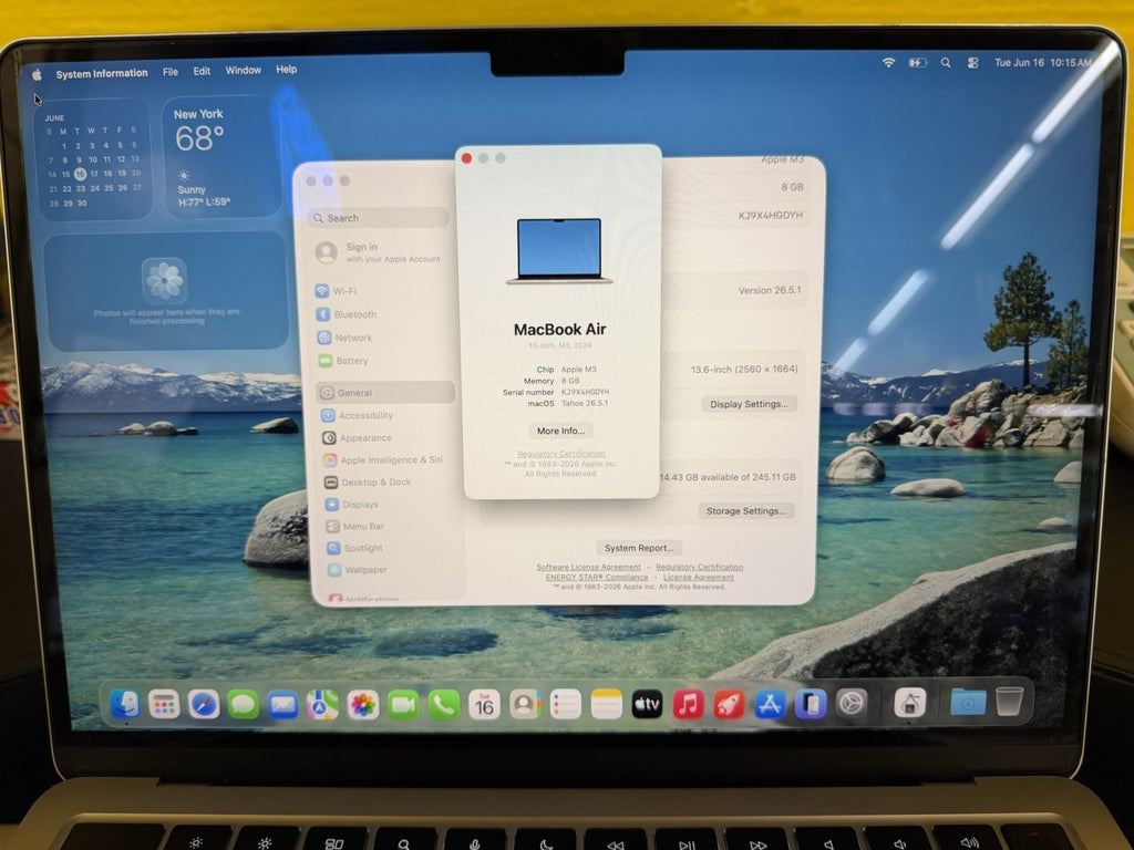 MacBook Air (2024, 13-inch) — M3 · 8GB · 256GB