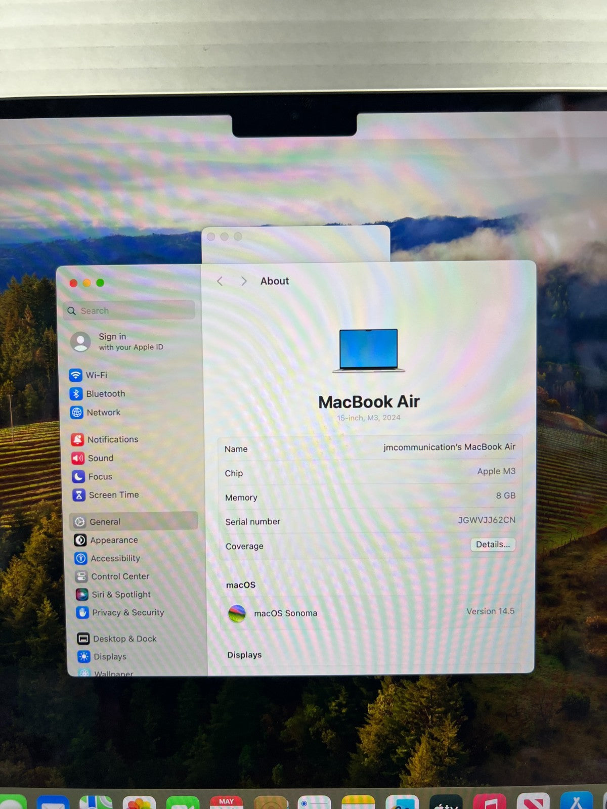 MacBook Air (2024, 15-inch) — M3 · 8GB · 256GB