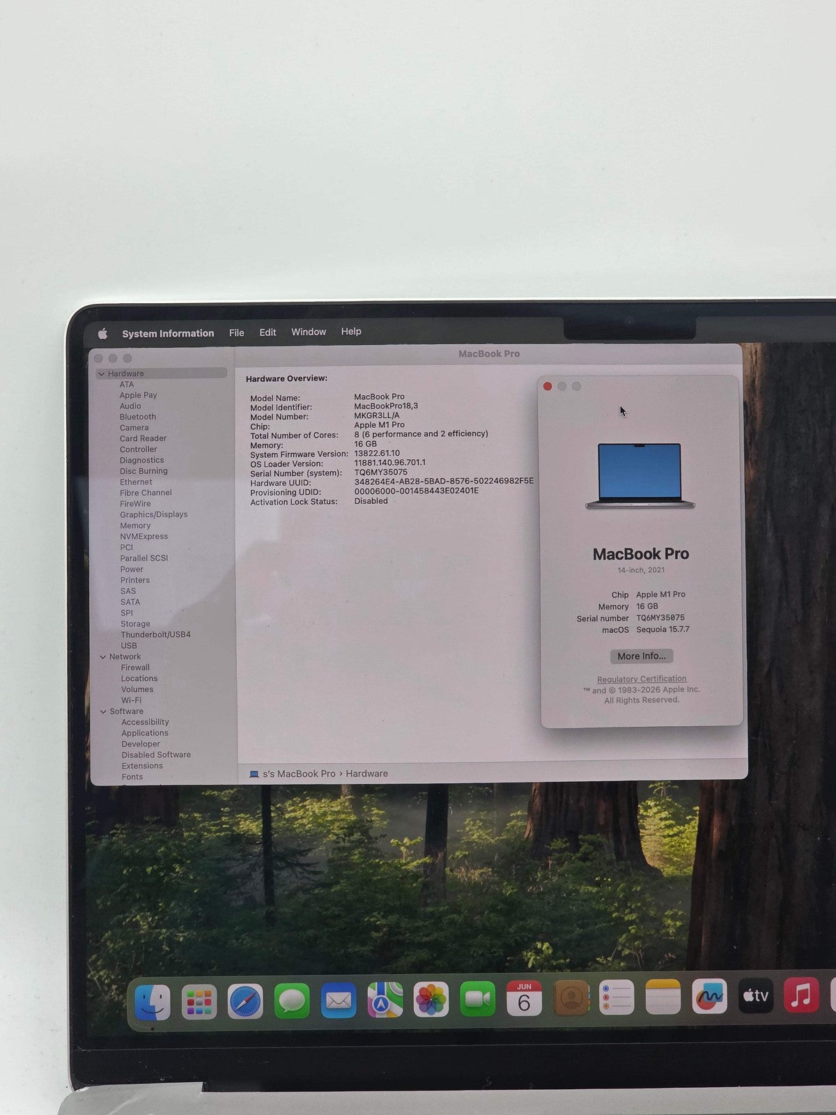 MacBook Pro (2021, 14-inch) — M1 Pro · 512GB · Silver