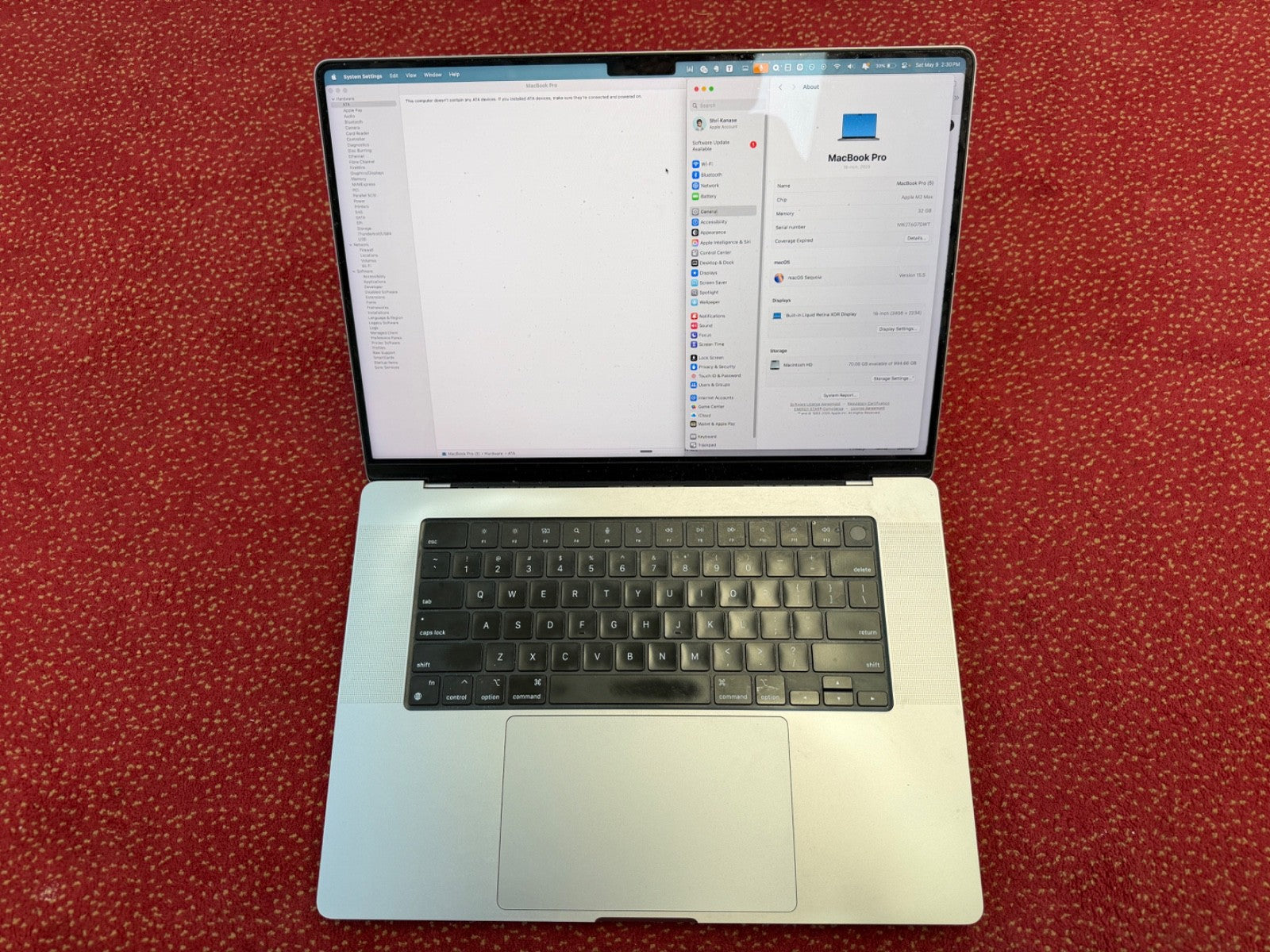 MacBook Pro (2023, 16-inch) — M2 Max · 1TB · Silver