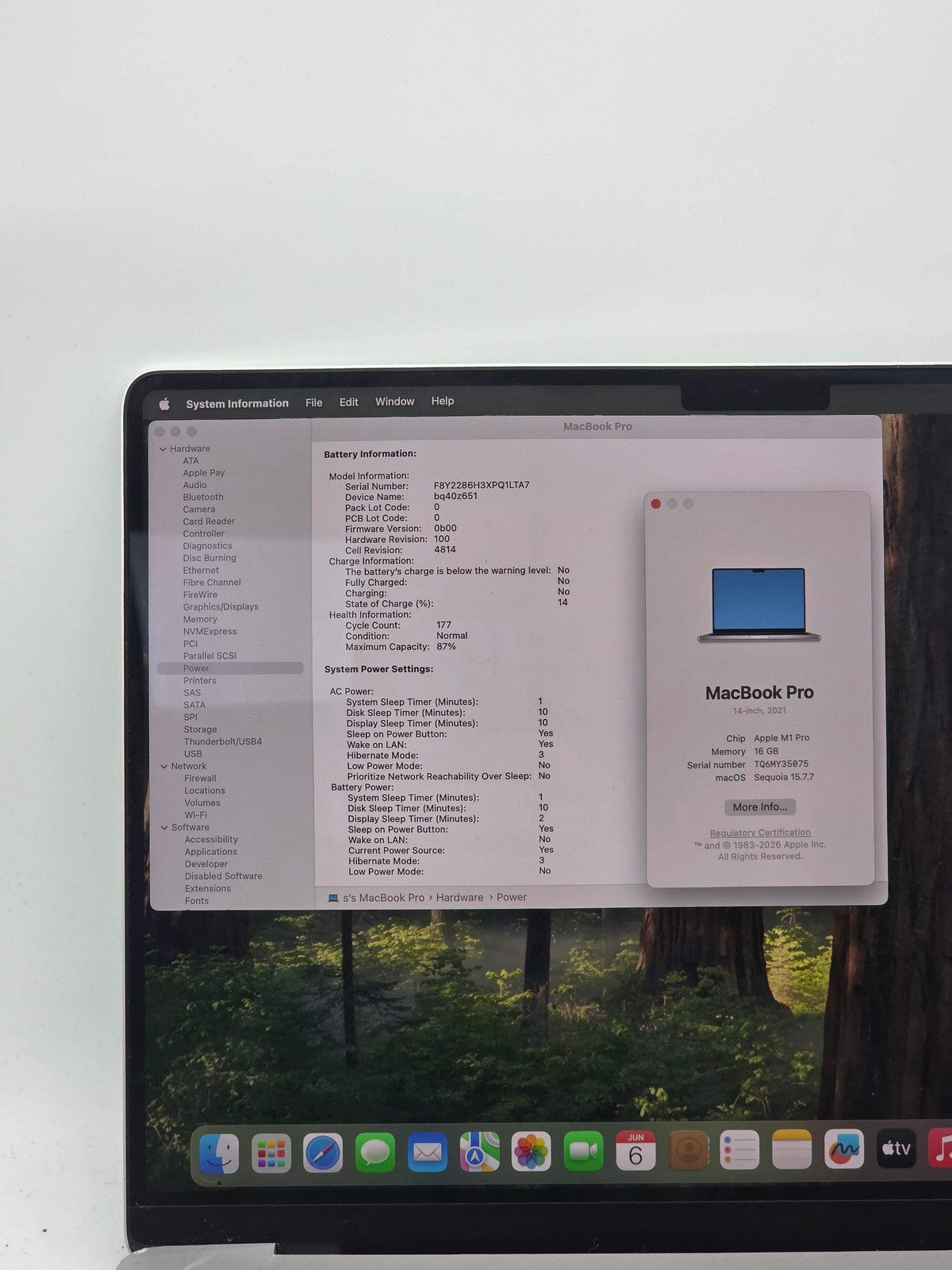 MacBook Pro (2021, 14-inch) — M1 Pro · 512GB · Silver